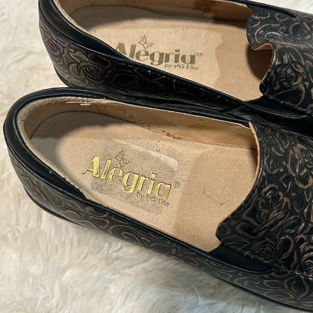 ALEGRIA EMMA Rose Bronze Bouquet Career Slip On Shoes size 37/ usa 7
